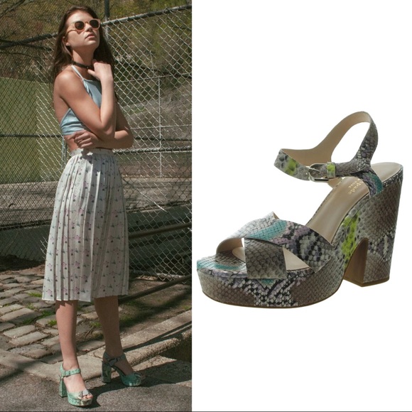 kate spade Shoes - KATE SPADE GRACE LEATHER SNAKE PRINT PLATFORM SANDALS NWT